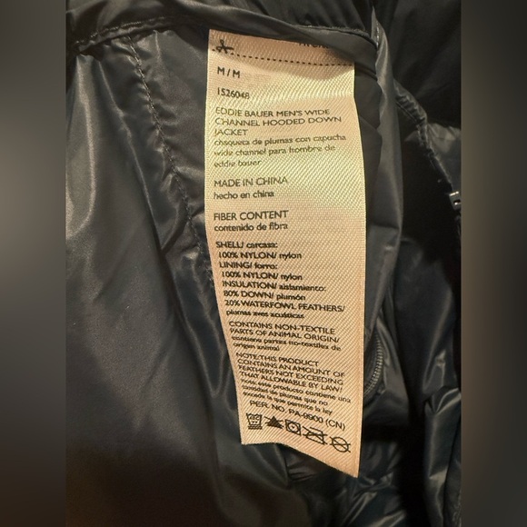 Eddie Bauer Wide Channel Hooded Down Jacket 650Fill Power in Storm,size M - Picture 2 of 8